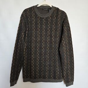 CRAZY HORSE SWEATER MENS CREW NECK GRAY WOOL BLEND (LARGE)